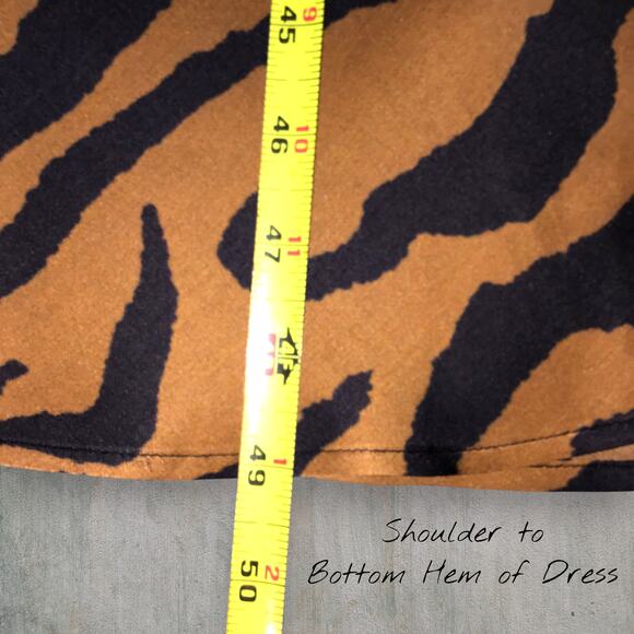 AllSaints Hera Zephyr Brown Tiger Print Long Slip Dress Size M Animal Print Chic - Picture 6 of 9